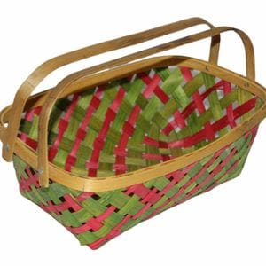 Madurai Bamboo Craft Rectangle Basket With Handle 8X12 Inch