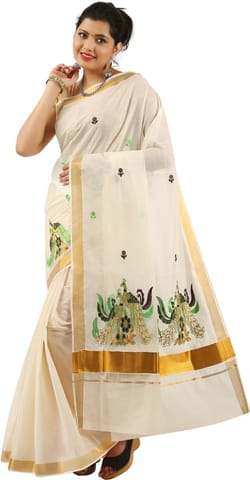 Buy Traditional Pure Cotton Sari Handloom Mix Gicha Silk Saree Online