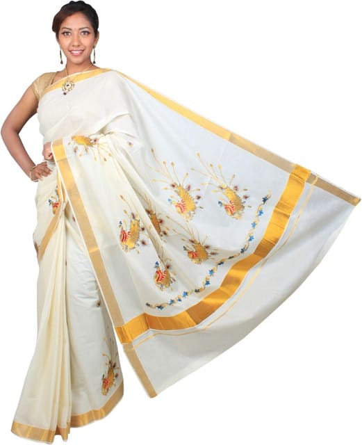 fcity.in - Women Self Design Jacquard Chanderi Cotton Blend Saree With