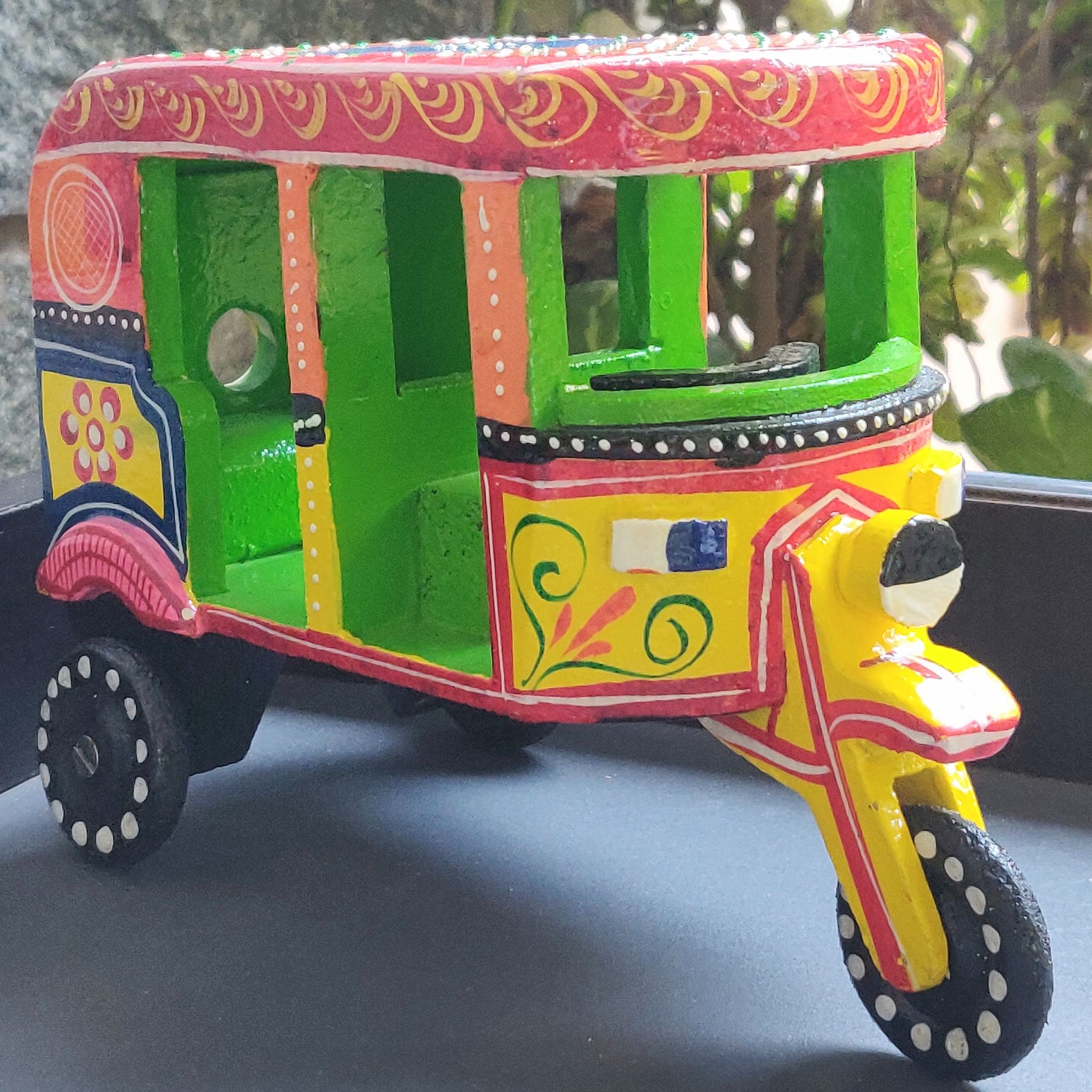 Breeze Handicrafts Wooden Autorickshaw Toy for Kids Room Decor Birthday Gift Showpiece toy auto Golu Doll NW 7118