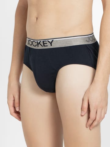 Jockey Men's Super Combed Cotton Solid Brief with Ultrasoft Waistband -  Deep Navy