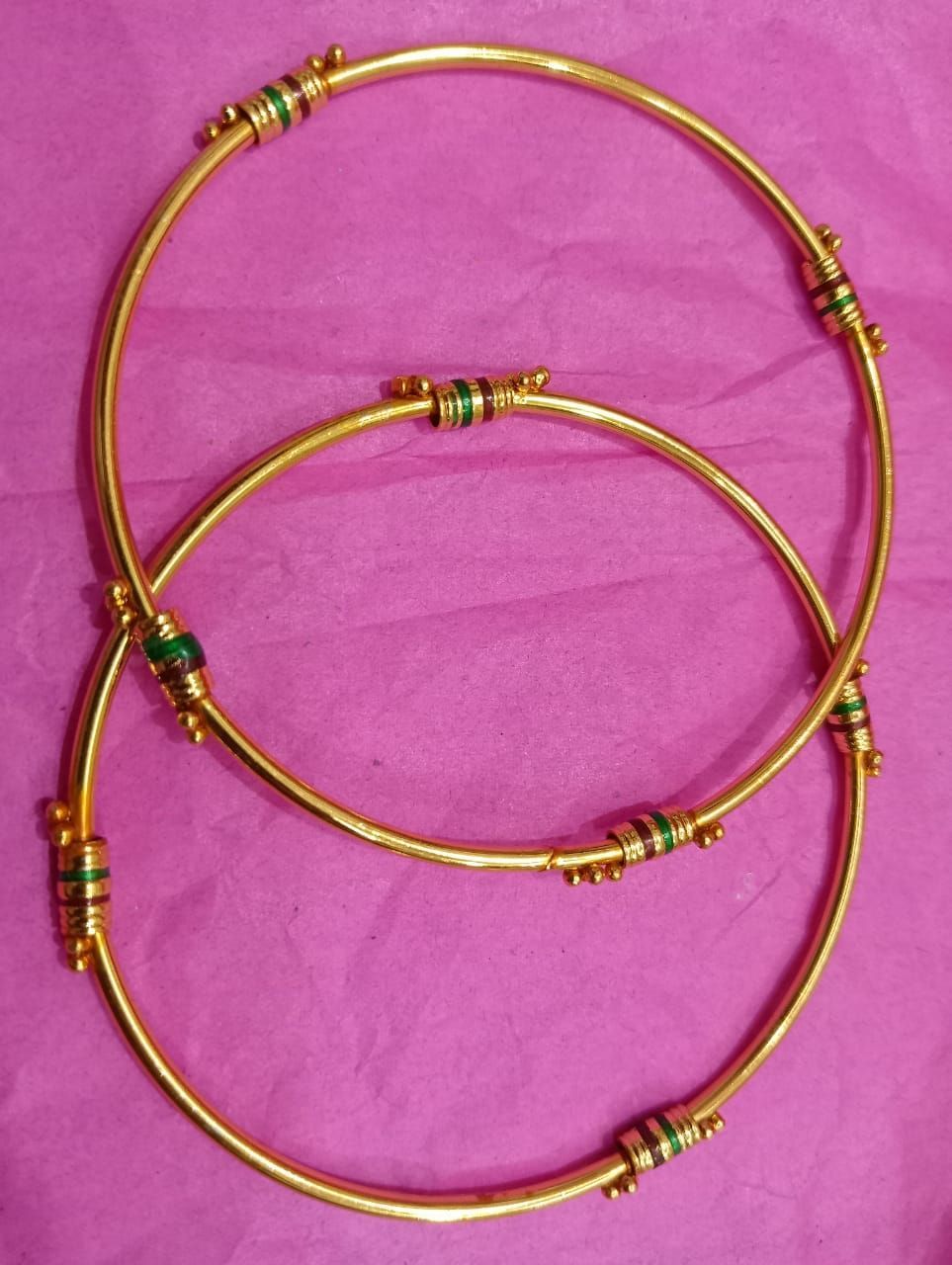 Gold Plated Copper Bangles Set for Women & Girls (Yellow)