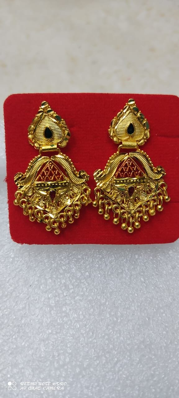 Copper Gold Plated Ruby Earrings For Women & Girls