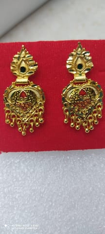 Copper Gold Plated Ruby Earrings For Women & Girls