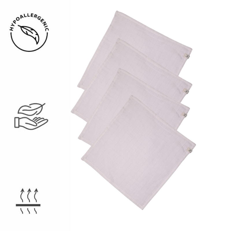 Organic Cotton Muslin Wash Cloth with Natural Herbal Dyed Pack of 4