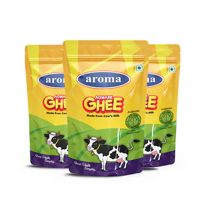 Aroma Agmark Premium cow Ghee | Pure cow Ghee | Traditional ghee | 100% Pure ghee|100ml Pouch | Pack of 3