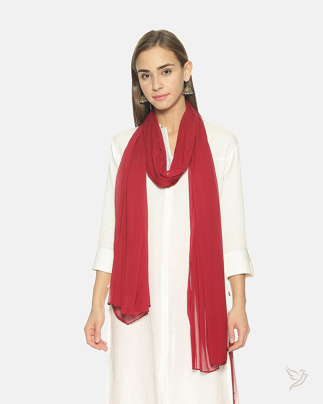 Women Matching Shawl - La Burgandy