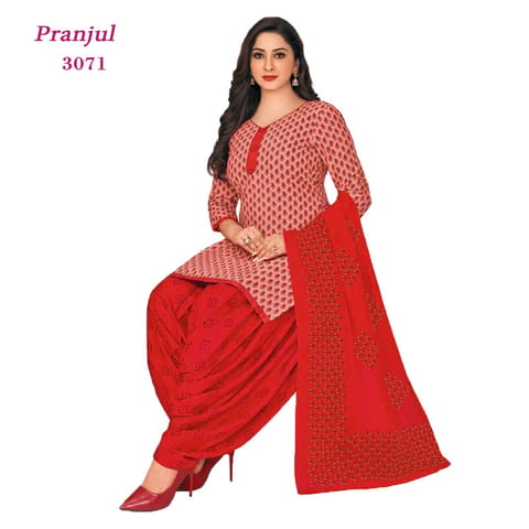 FashionStylus printed Cotton Patiyala Dress Material Suits