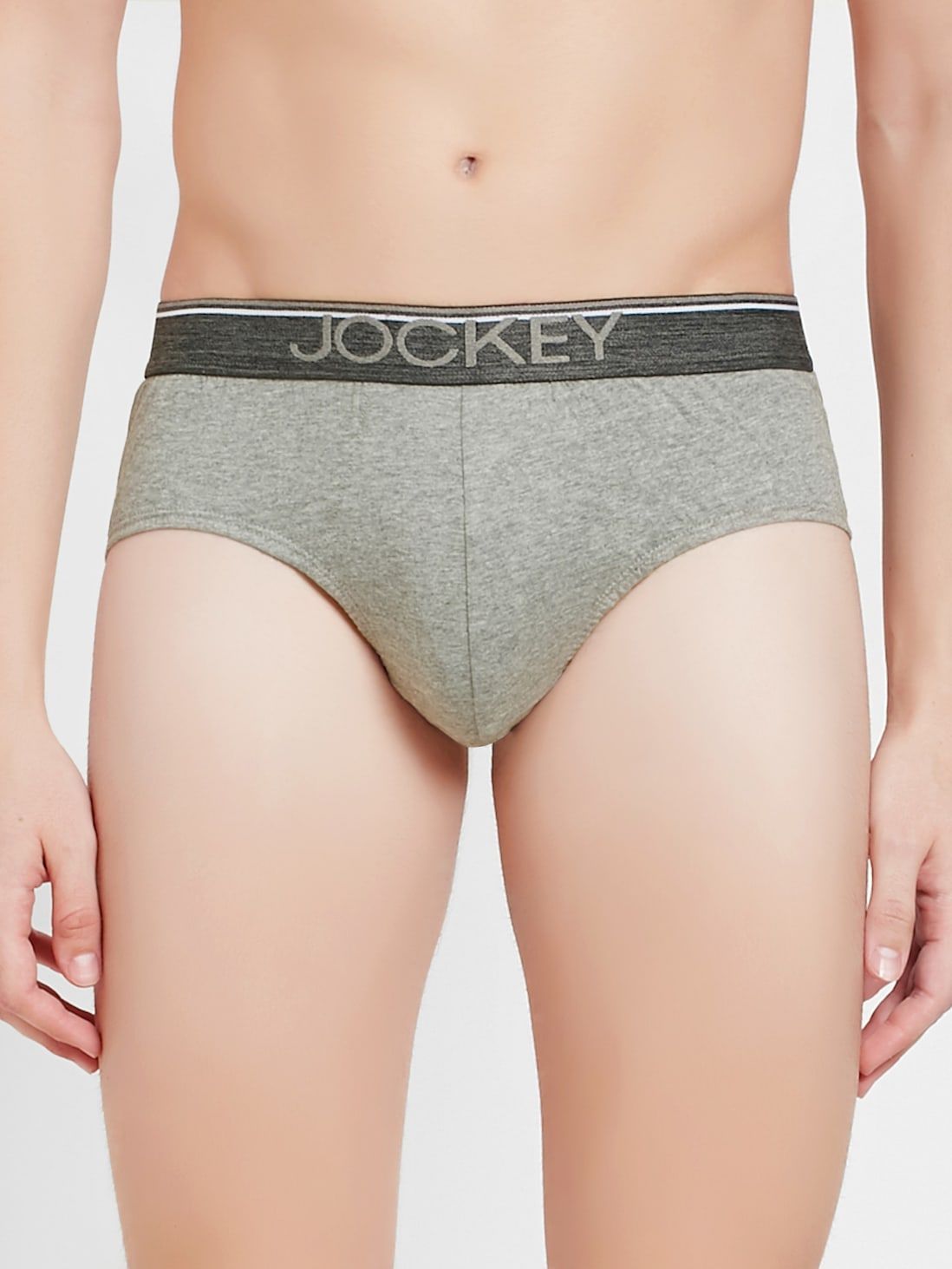 Jockey Men's Super Combed Cotton Solid Brief with Ultrasoft Waistband - Grey Melange