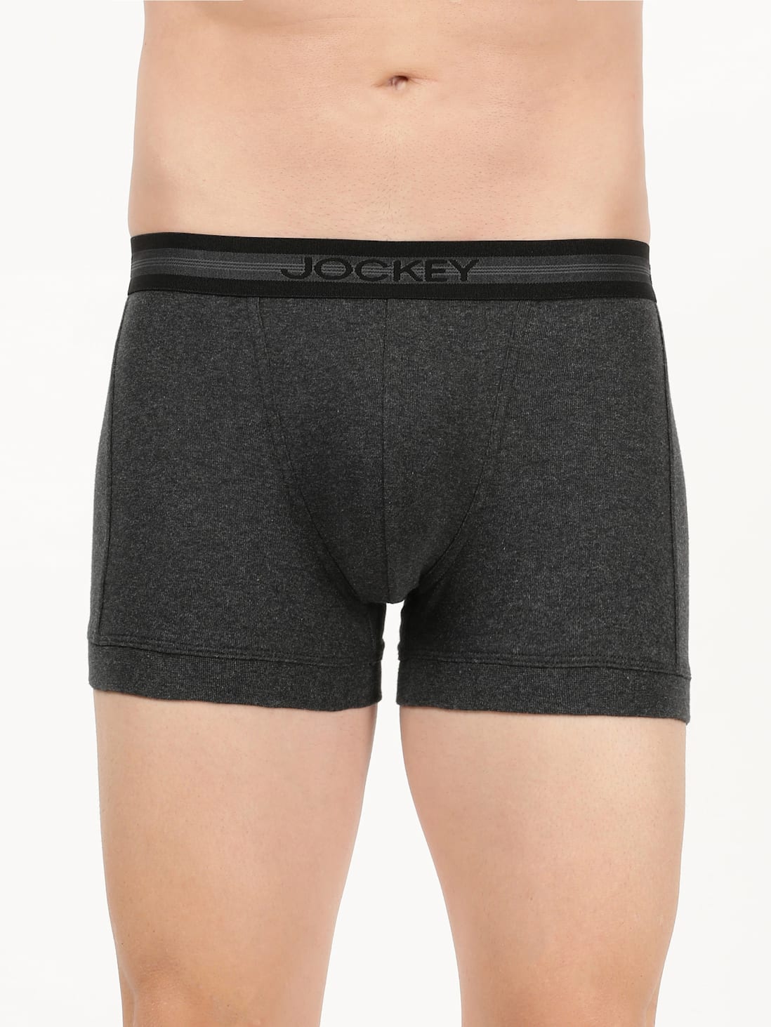 Jockey Men's Super Combed Cotton Rib Solid Trunk with Stay Fresh Properties Black Melange