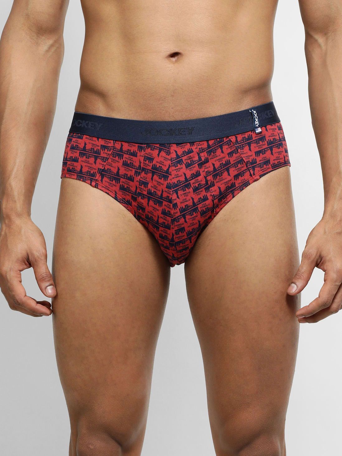 Jockey Men's Super Combed Cotton Printed Brief Red Print