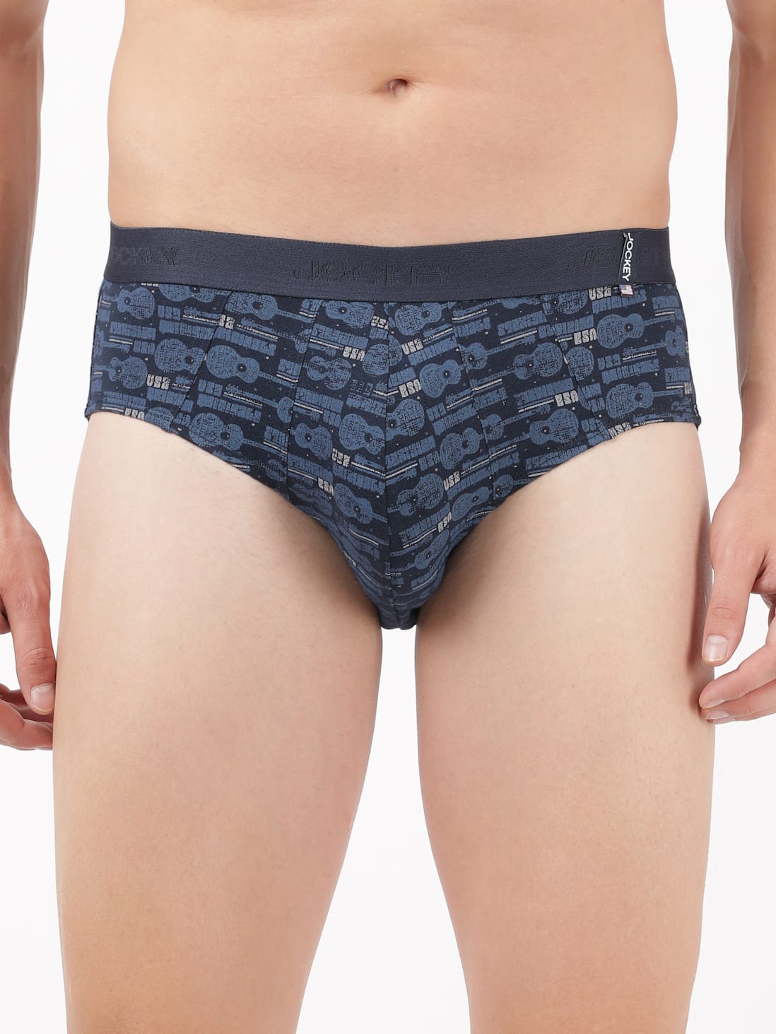 Jockey Men's Super Combed Cotton Printed Brief Navy