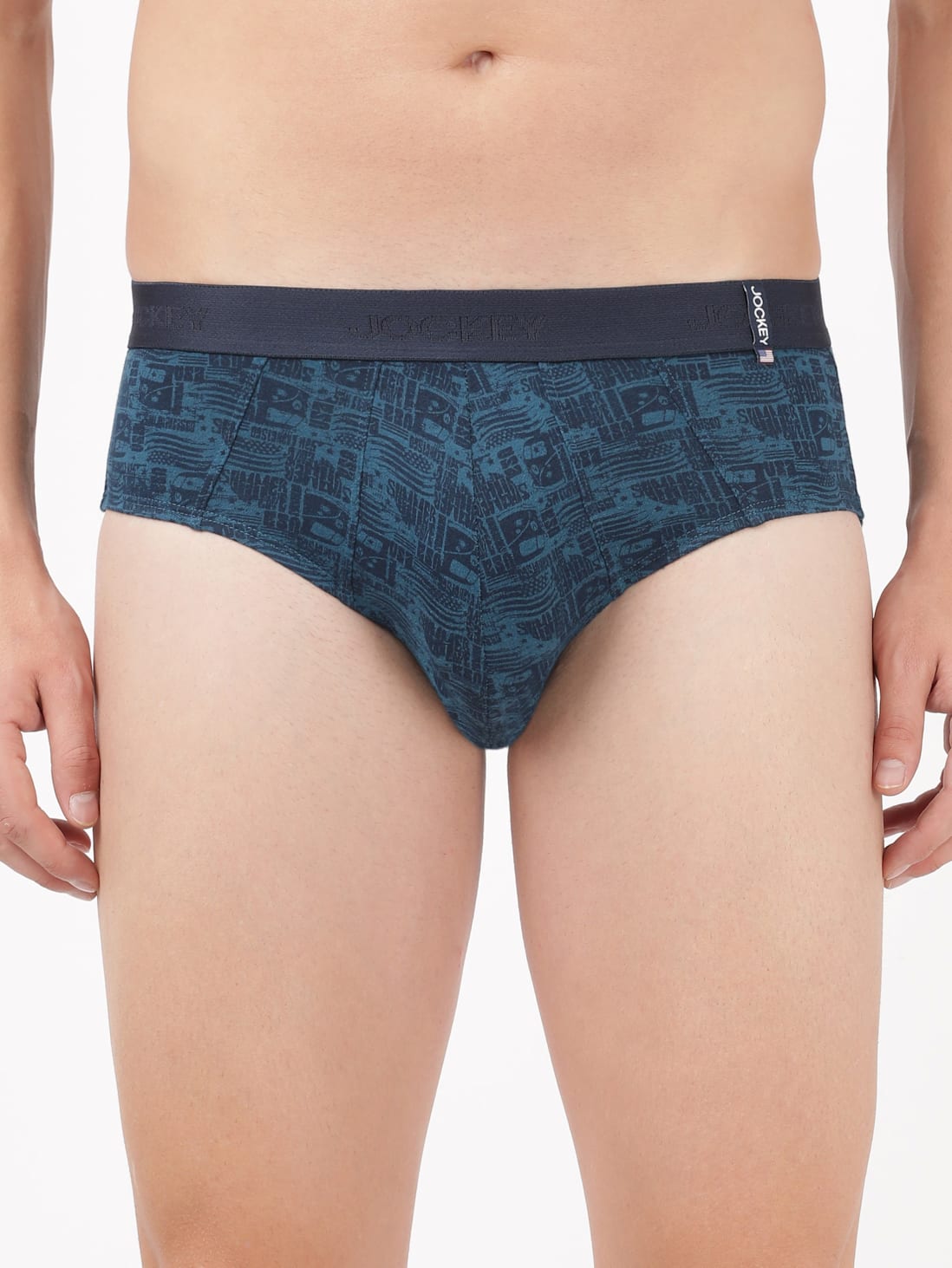 Jockey Men's Super Combed Cotton Printed Brief Seaport Teal