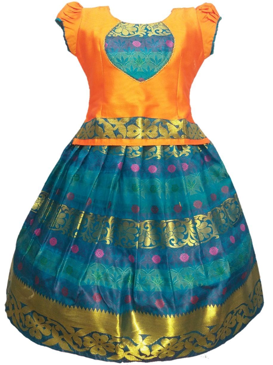 Girls Lehenga Choli / Pattu Pavadai Lotus Petal