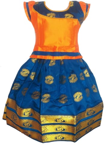 Girls Lehenga Choli / Pattu Pavadai Embose Neck