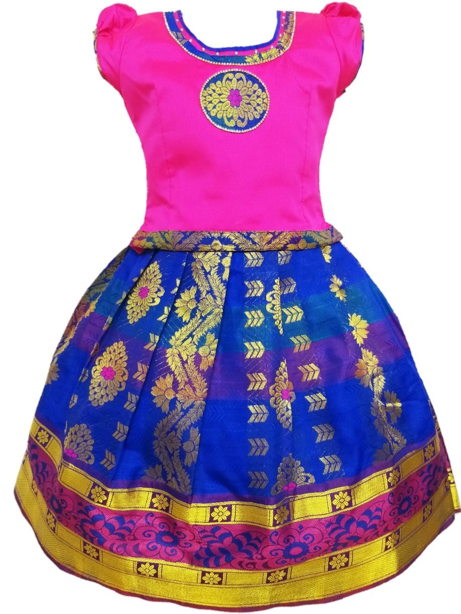 Girls Lehenga Choli / Pattu Pavadai DF Round Patch