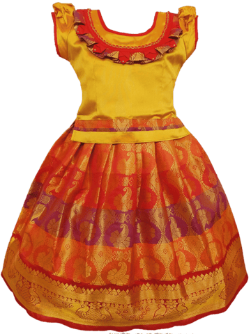 Girls Lehenga Choli / Pattu Pavadai DF Craft Embose