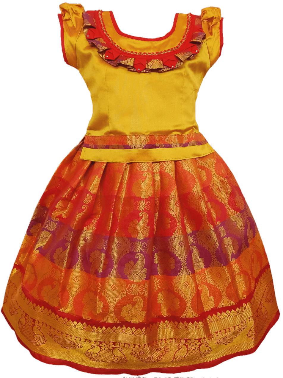 Girls Lehenga Choli / Pattu Pavadai DF Craft Embose