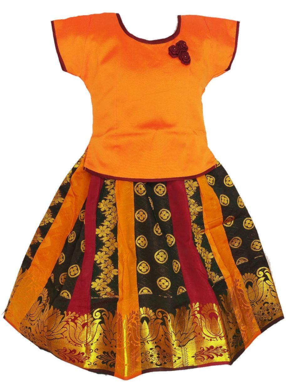 Girls Lehenga Choli / Pattu Pavadai DF Apple Rose