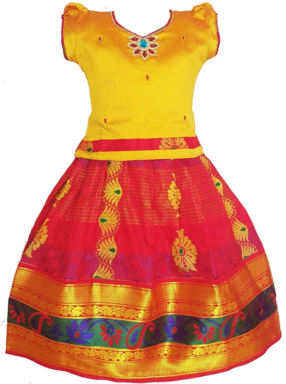 Girls Lehenga Choli / Pattu Pavadai DF Lotus Aari New