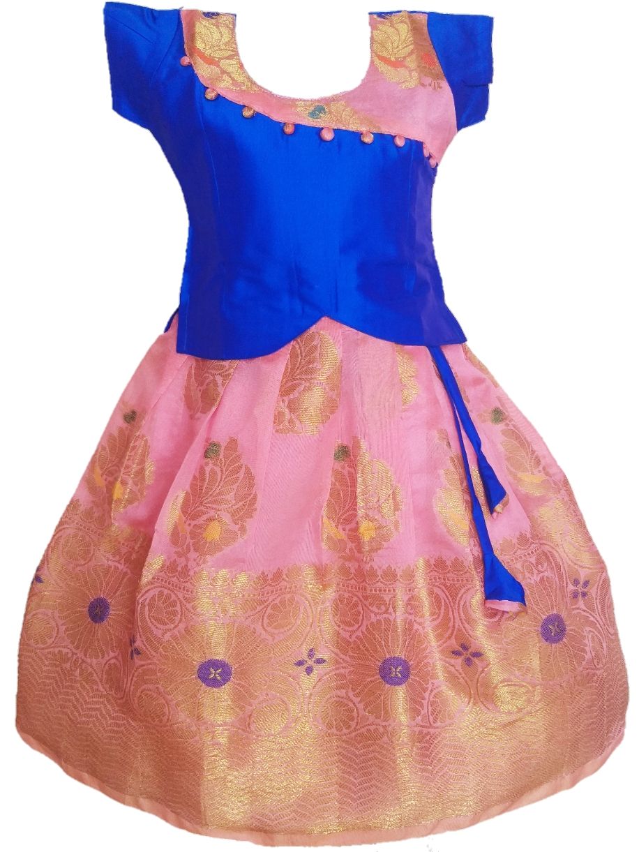 Girls Lehenga Choli / Pattu Pavadai Chanderi Neck BB