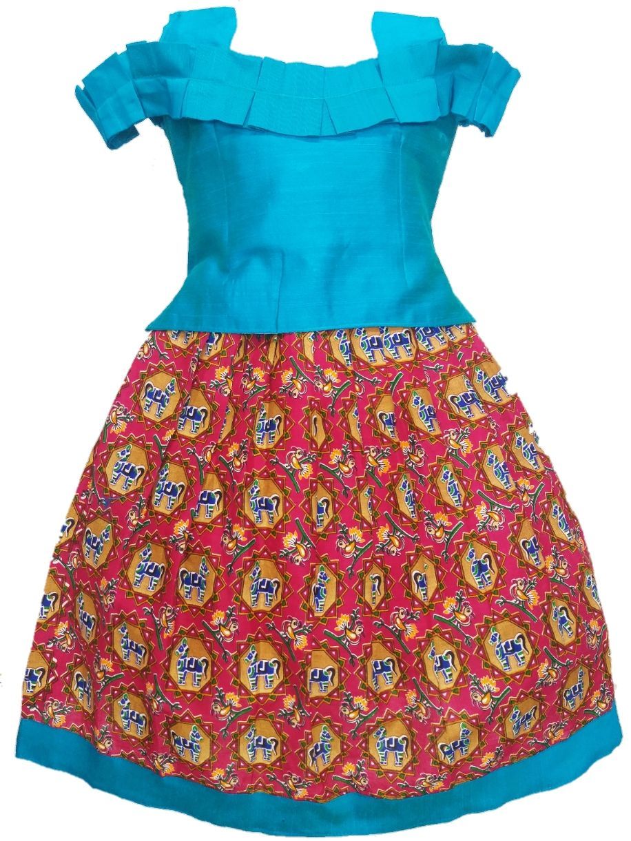 Girls Lehenga Choli / Pattu Pavadai Ikat Frills