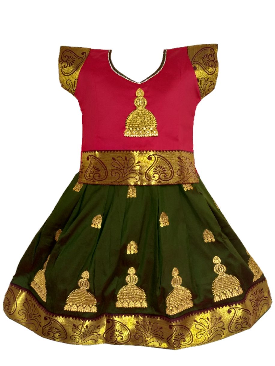 Girls Lehenga Choli / Pattu Pavadai Jimikki Embroidery