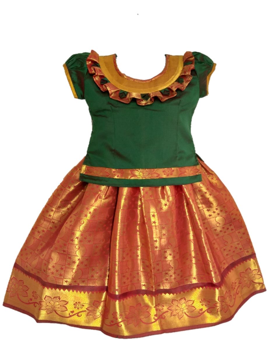 Girls Lehenga Choli / Pattu Pavadai VT Craft Neck