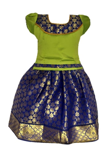 Girls Lehenga Choli / Pattu Pavadai Jacquard Neck