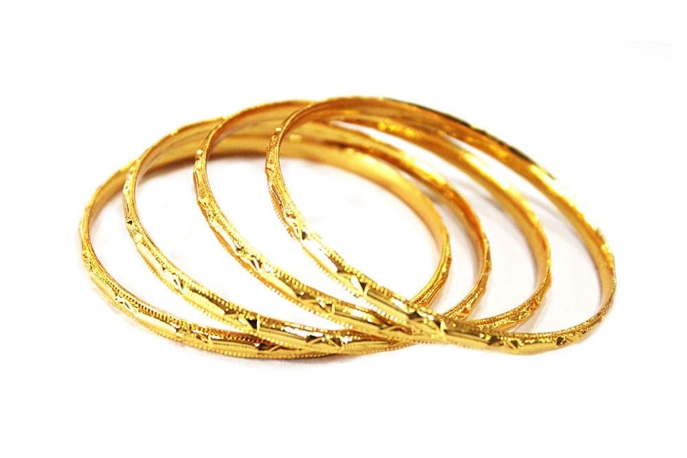 S L GOLD 1 Gram Gold Micro Plated D5 4 Pcs Regular Bangles for Women