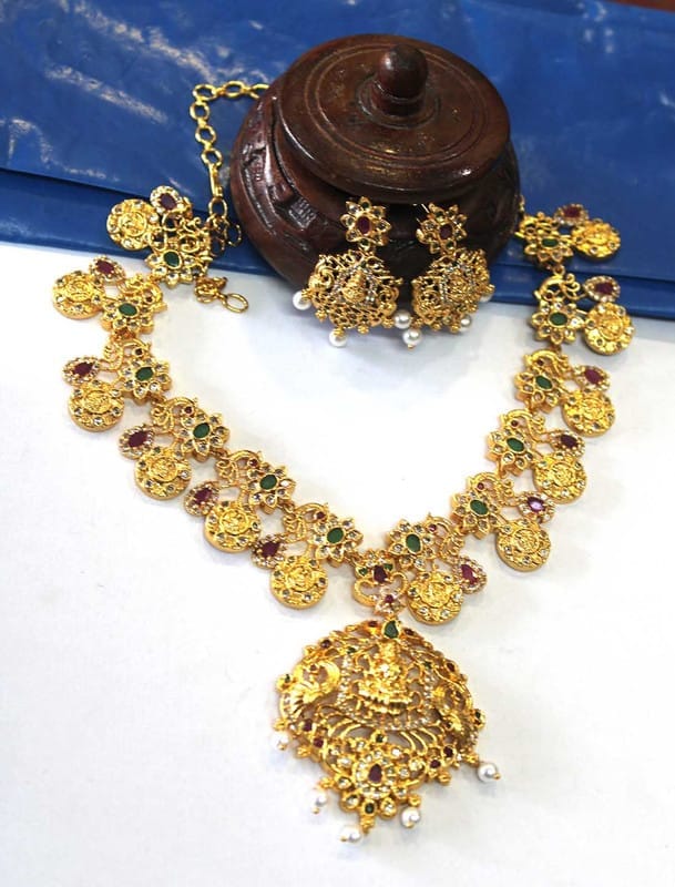 S L GOLD Micro Plated Multi Stone Necklace N37
