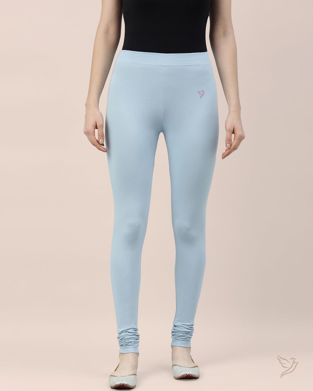 Women Cotton Churidar Legging - Mid Blue