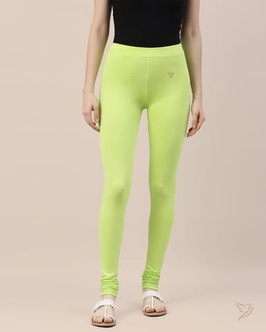 Women Cotton Churidar Legging - Green Apple