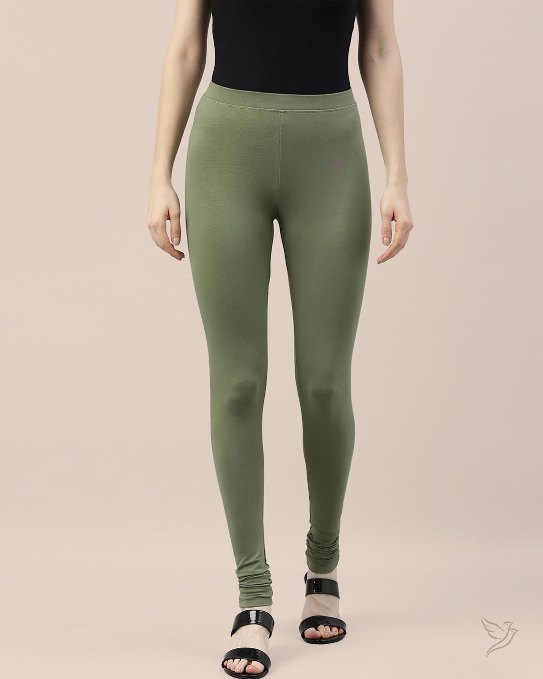 Women Cotton Churidar Legging - Jungle Green