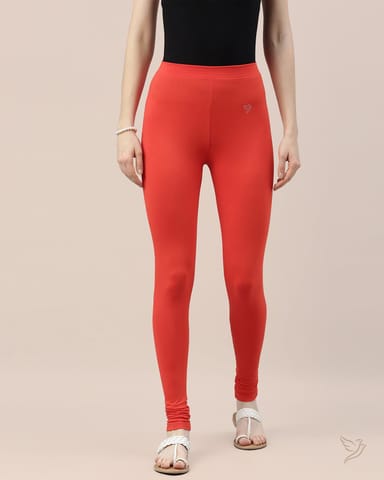 Women Cotton Churidar Legging - Fruity Orange