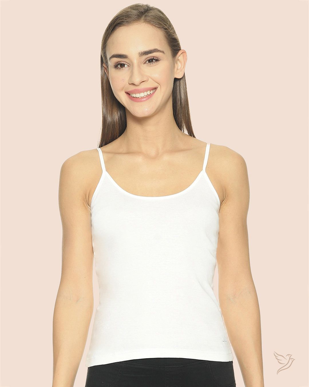 Women Spaghetti Cami With Adjuster - Pearl-White