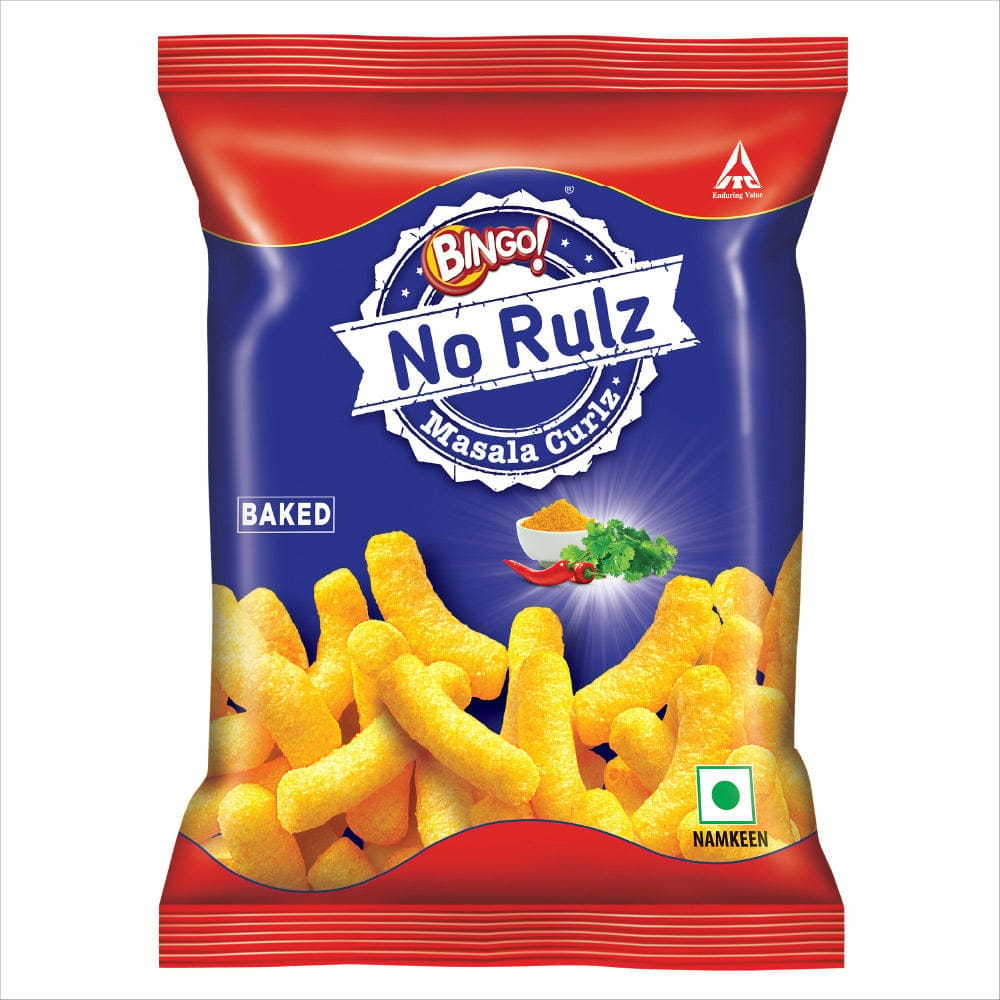 Bingo! No Rulz Masala Curlz, 80g, Masala Flavoured Super Light & Super Tasty Baked Puffs