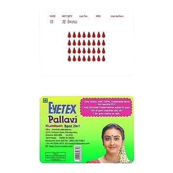 Eyetex Pallavi Sticker Kumkum, G3 (6 Mm) - Red (Gopi, Tilak) - 20 Flaps