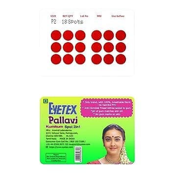 Eyetex Pallavi Sticker Kumkum (Round), P2 - Red, 20 Flaps