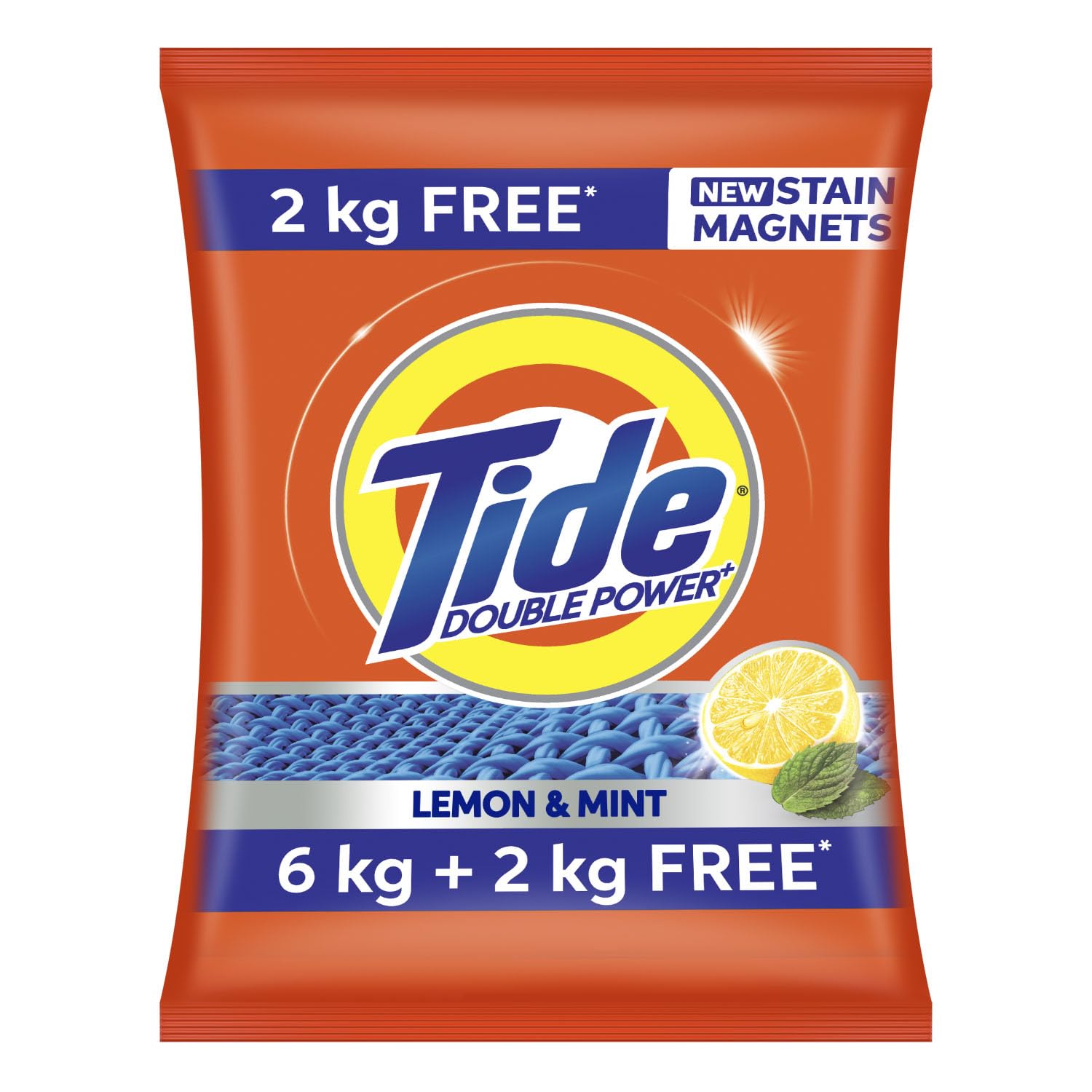 Tide Plus Double Power Detergent Washing Powder Lemon & Mint 6kg + 2kg FREE