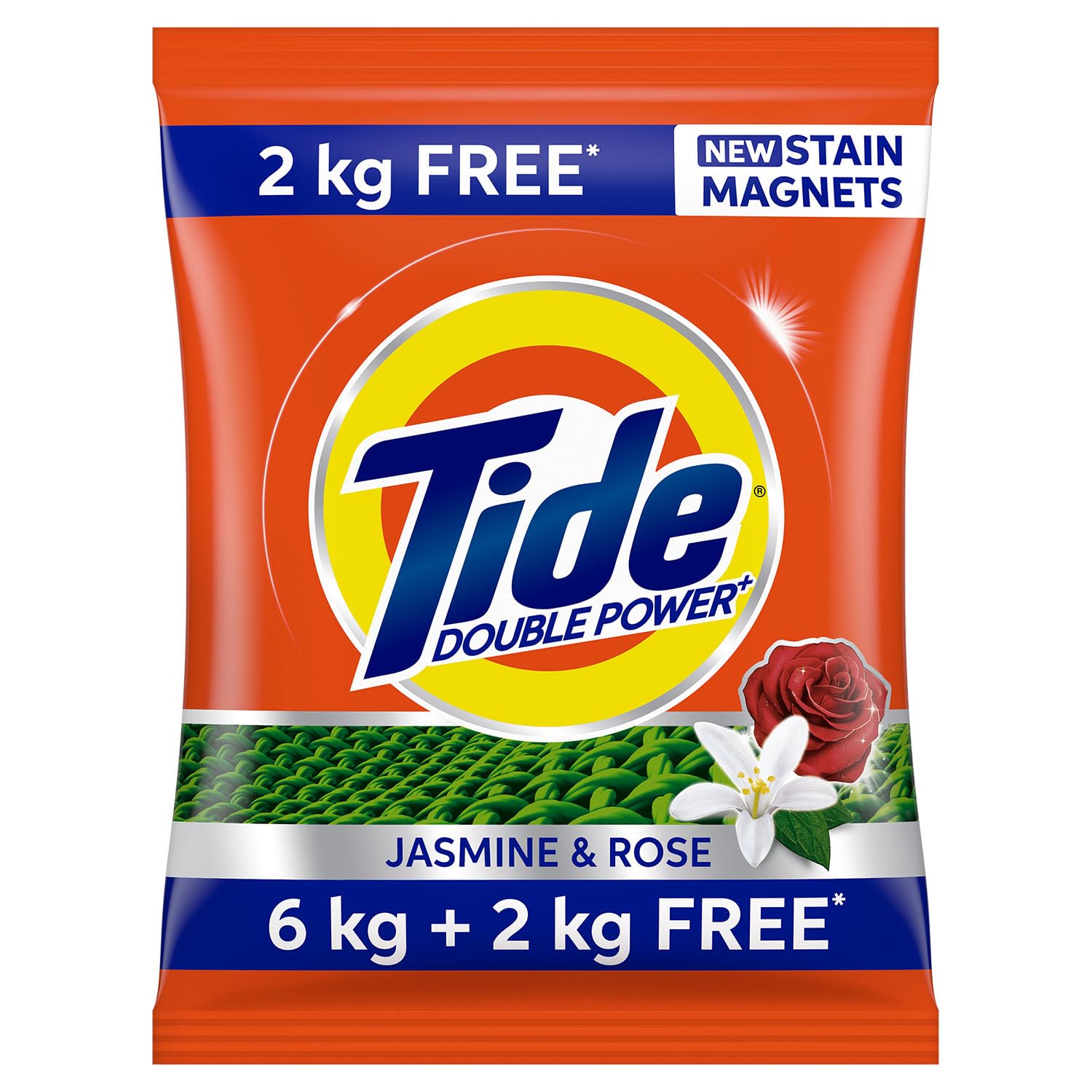 Tide Plus Double Power Detergent Washing Powder Jasmine & Rose 6kg + 2kg FREE