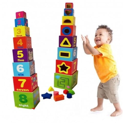 Wooden Wrap The Box Stacking Toy With Different Size Of Boxes And Shapes