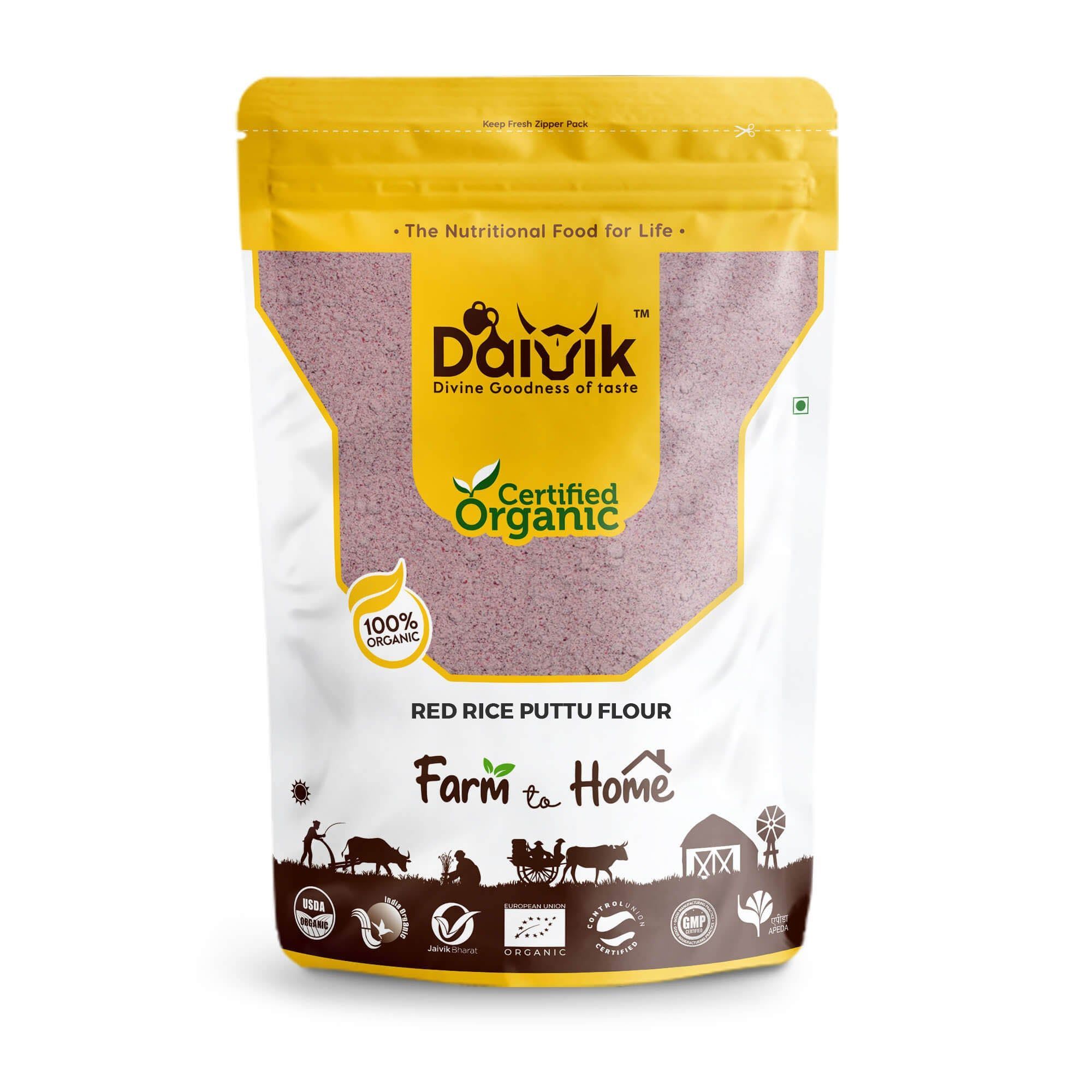 DAIVIK Organic Red Rice Puttu Flour/Sivappu Kavuni Puttu Maavu