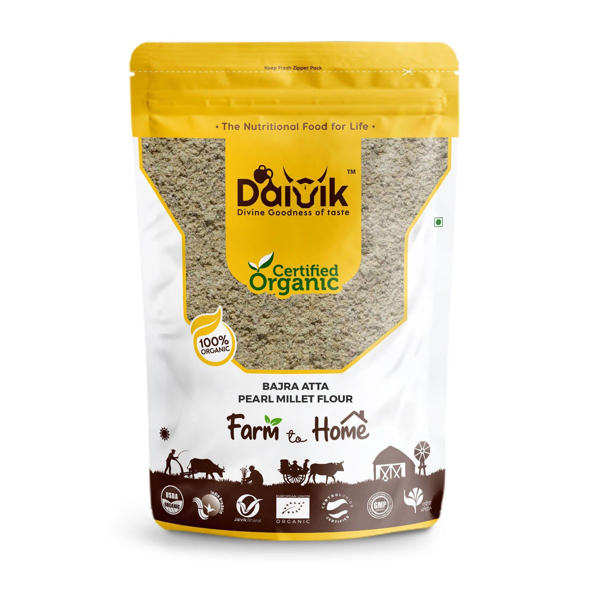 DAIVIK Organic Bajra Atta/Pearl Millet Flour/Kambu Maavu