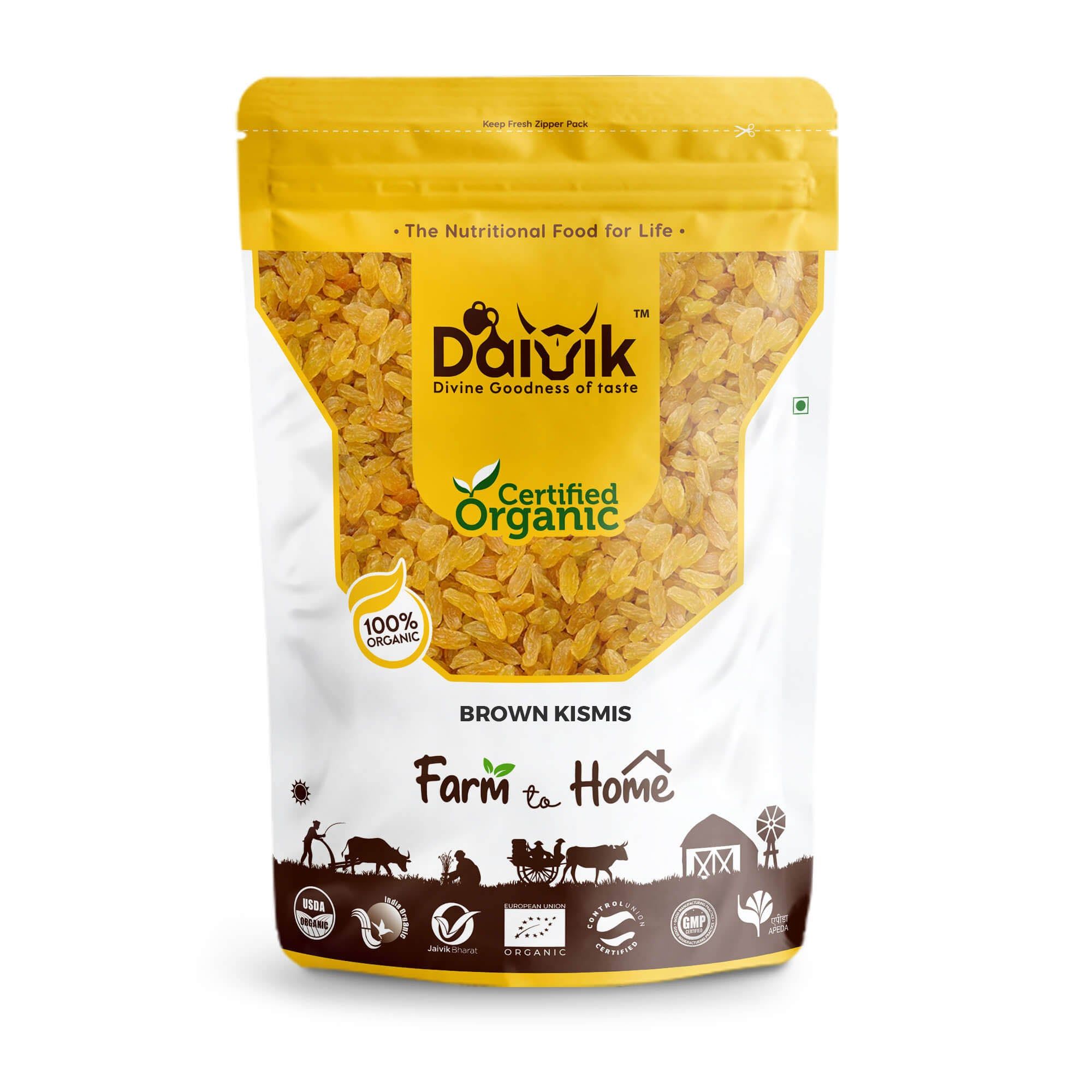 DAIVIK Organic Brown Kismis/Raisins/Dried Grapes