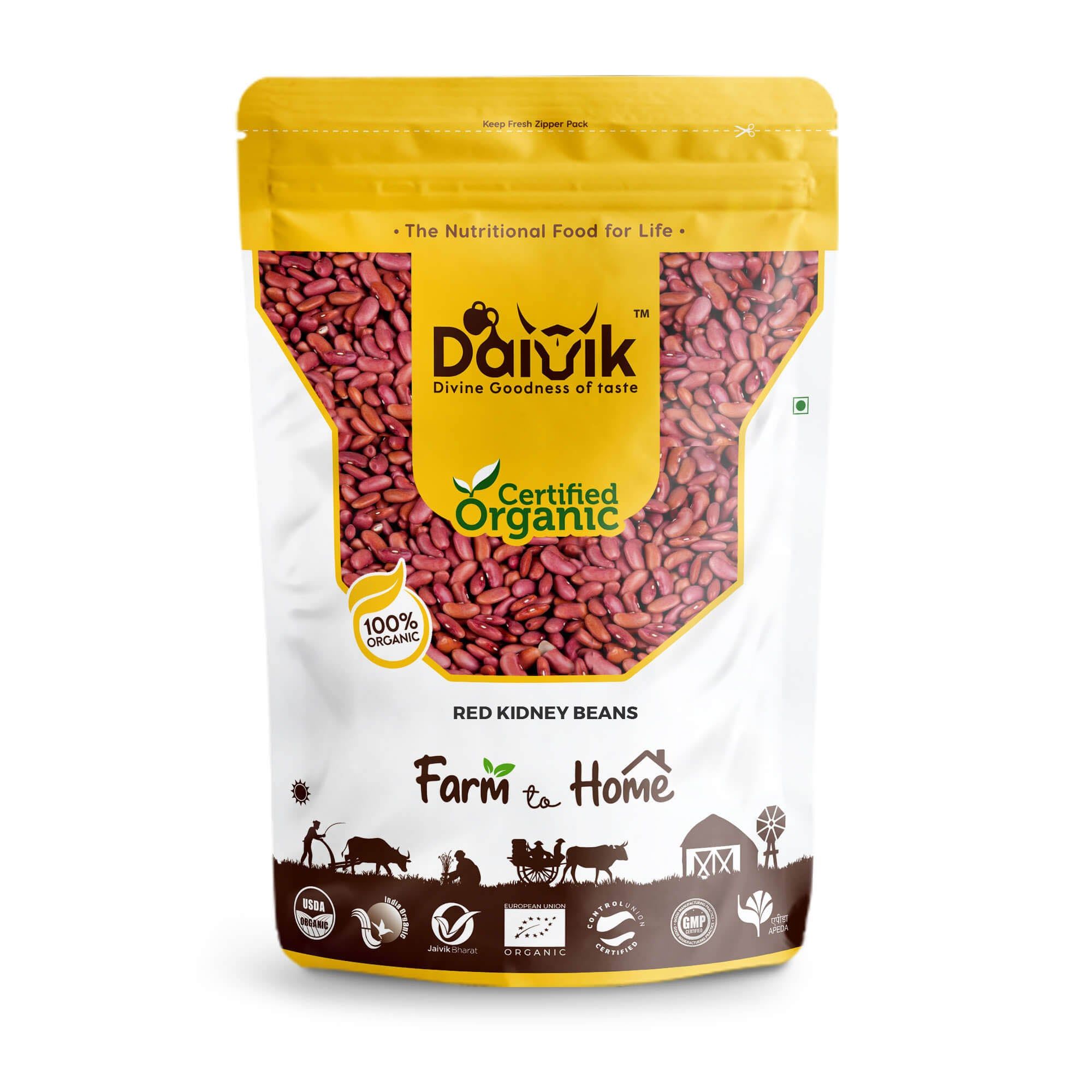 DAIVIK Organic Red Rajma/Red Kidney Beans