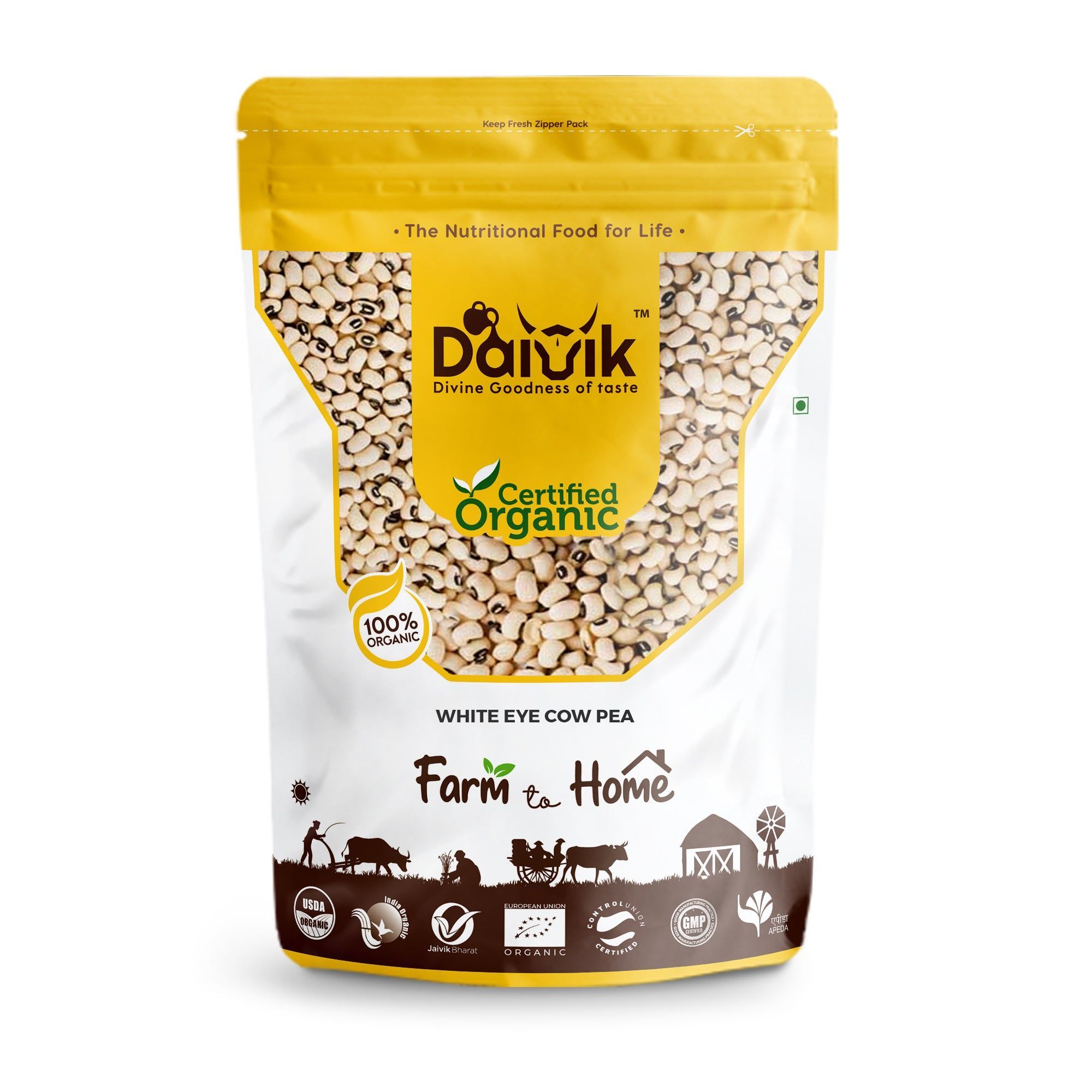 DAIVIK Organic Chawki/Lobiya/White Eye Cow Pea/Thattai Payir