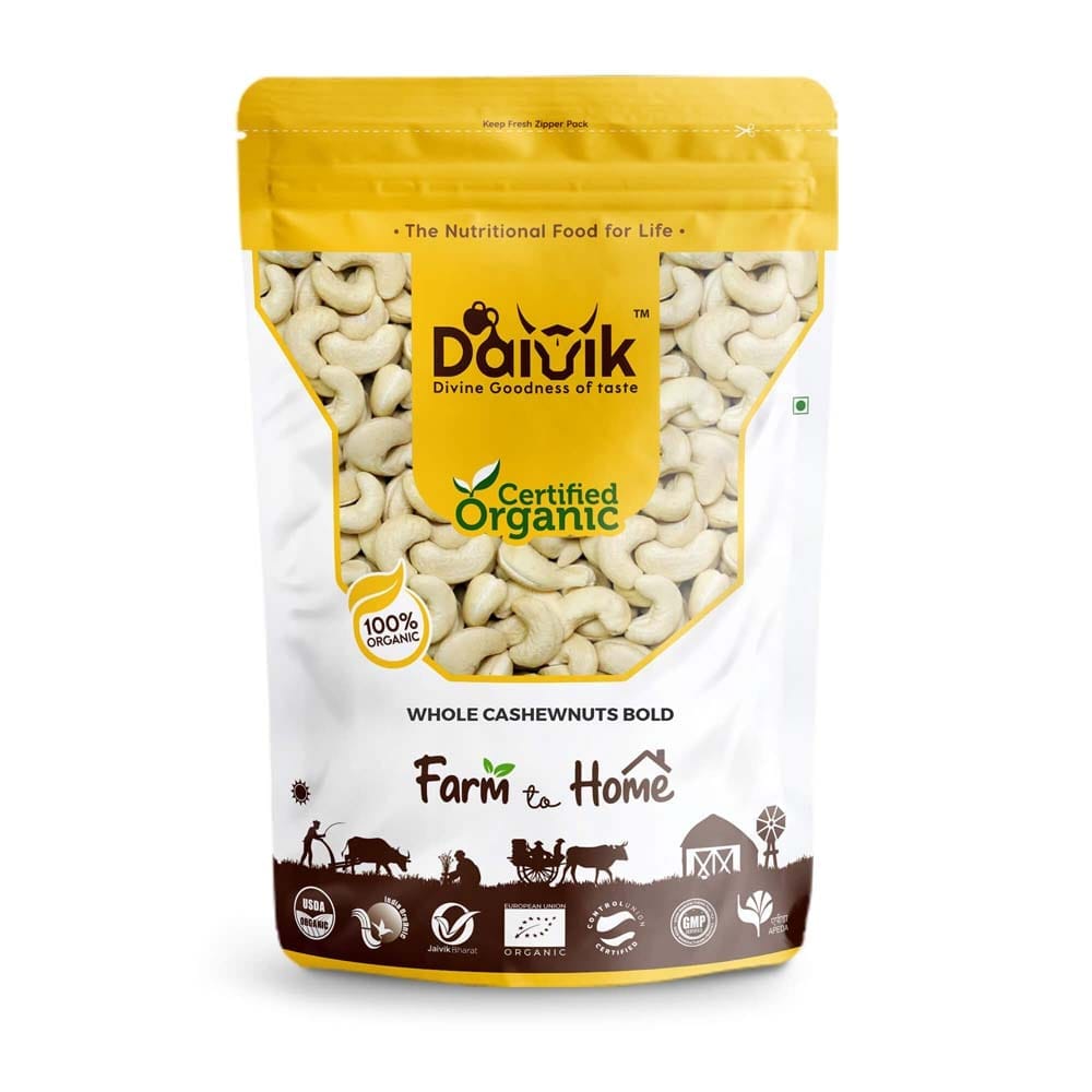 DAIVIK Organic Whole Cashewnuts Bold-W240 Counts