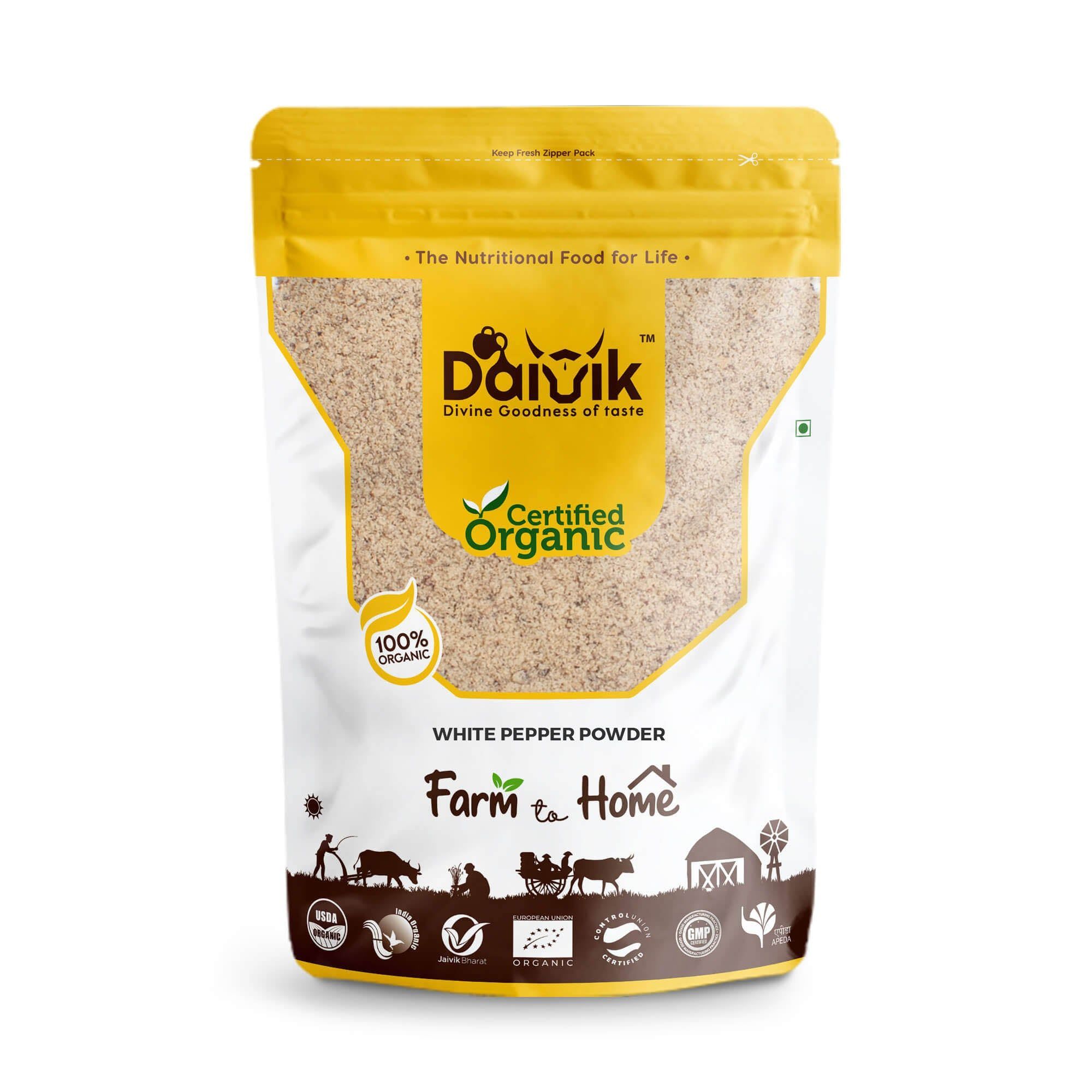 DAIVIK Organic White Pepper Powder/Vellai Kuru Milagu Thool