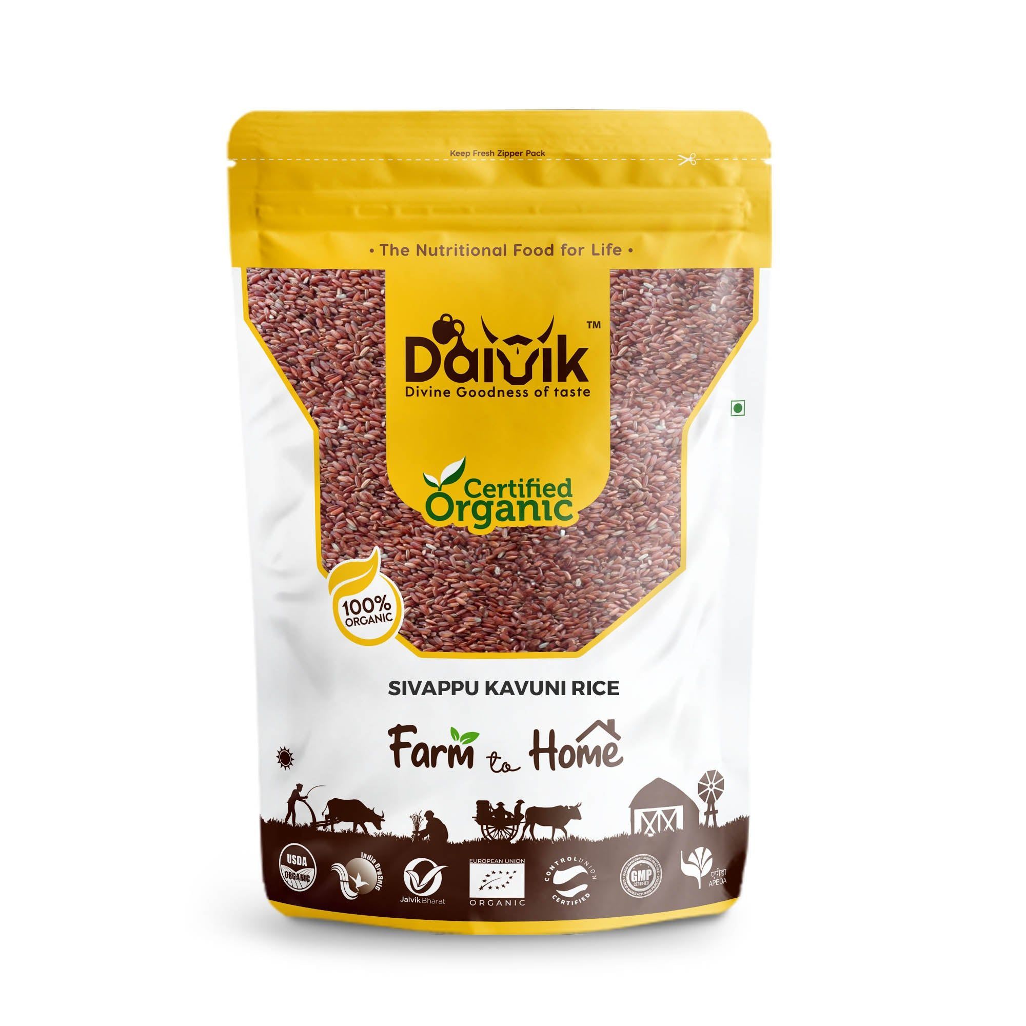 DAIVIK Organic Sivappu Kavuni Rice